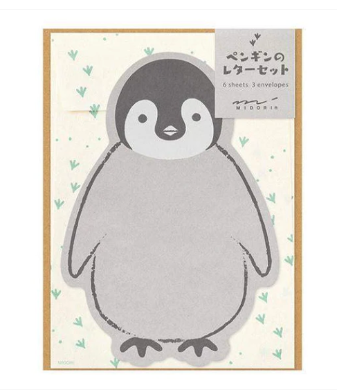 Midori Letter Set (925) Die-Cut Animal - Penguin