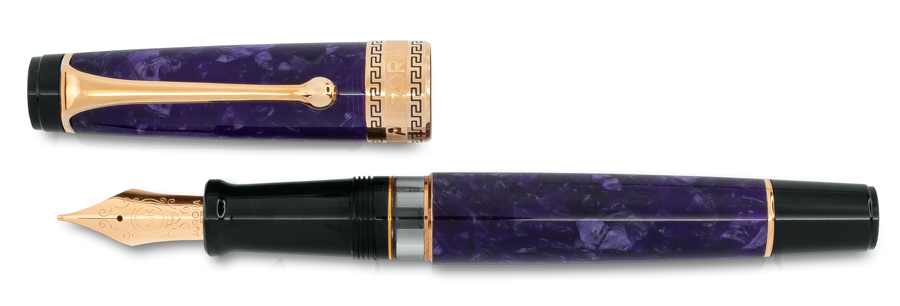 Aurora Optima Nebulosa with Rose Gold Trim fountain pen