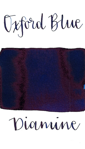 Diamine Oxford Blue is a classic dark blue fountain pen ink with high pink sheen.