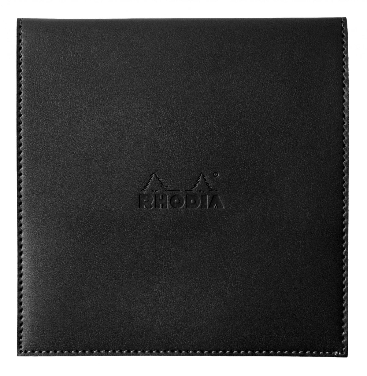 Pad Holders with Pen Loop - Lightly grained leatherette covers with embossed logo, comes complete with one #148 Rhodia graph pad, Inner pocket for notes & receipts.  Measures 5 3/4" x 5 3/4" 80 Sheets (160 Pages) Graph Pages White Acid-Free Paper Paper Weight: 80 GSM Black Leatherette Cover