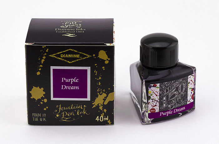 Diamine Purple Dream fountain pen ink is available in a triangular shaped 40ml bottle.