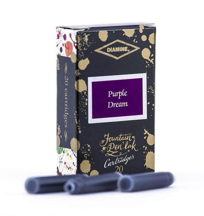 Diamine Purple Dream fountain pen ink is available in a pack of 20 standard international cartridges