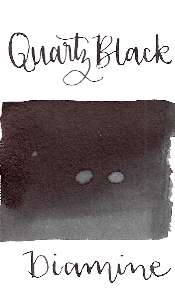 Diamine Quartz Black is a nice, neutral black fountain pen ink with low shading.