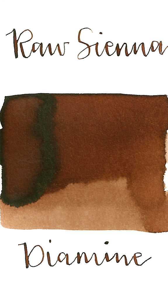 Diamine Raw Sienna is a warm, light brown fountain pen ink with medium shading.