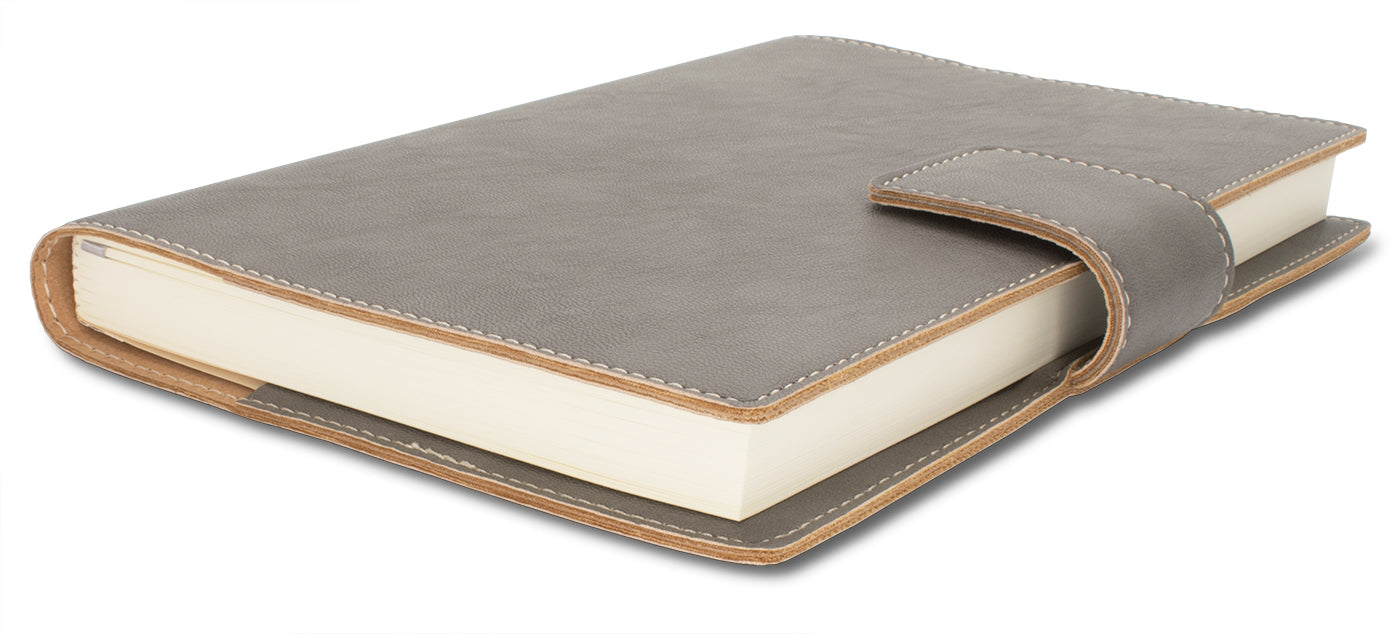 Fiorentina Refillable Snap Leather Journal- Grey