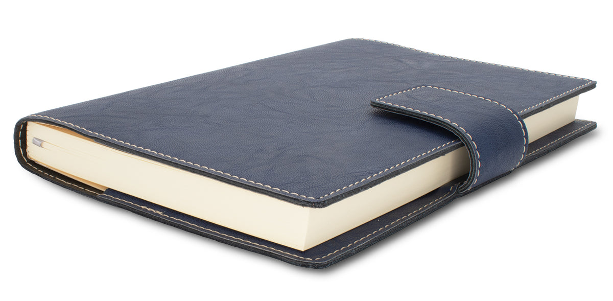 Fiorentina Refillable Snap Leather Journal- Nautic Blue