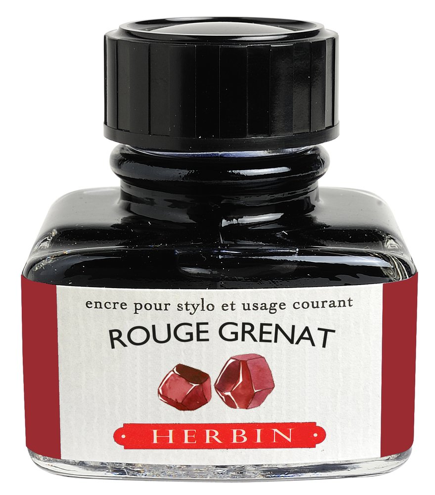  Herbin Jacques Ref 13029T - Ink for Fountain Pens & Rollerball  Pens - Rouge Grenat/Garnet Red - 30ml Bottle with Integrated Pen Rest -  Red-Coloured Ink : Office Products