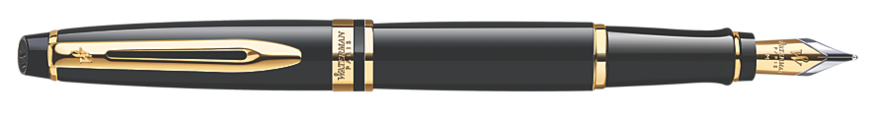 Waterman Expert Black Lacquer Gold Trim Fountain