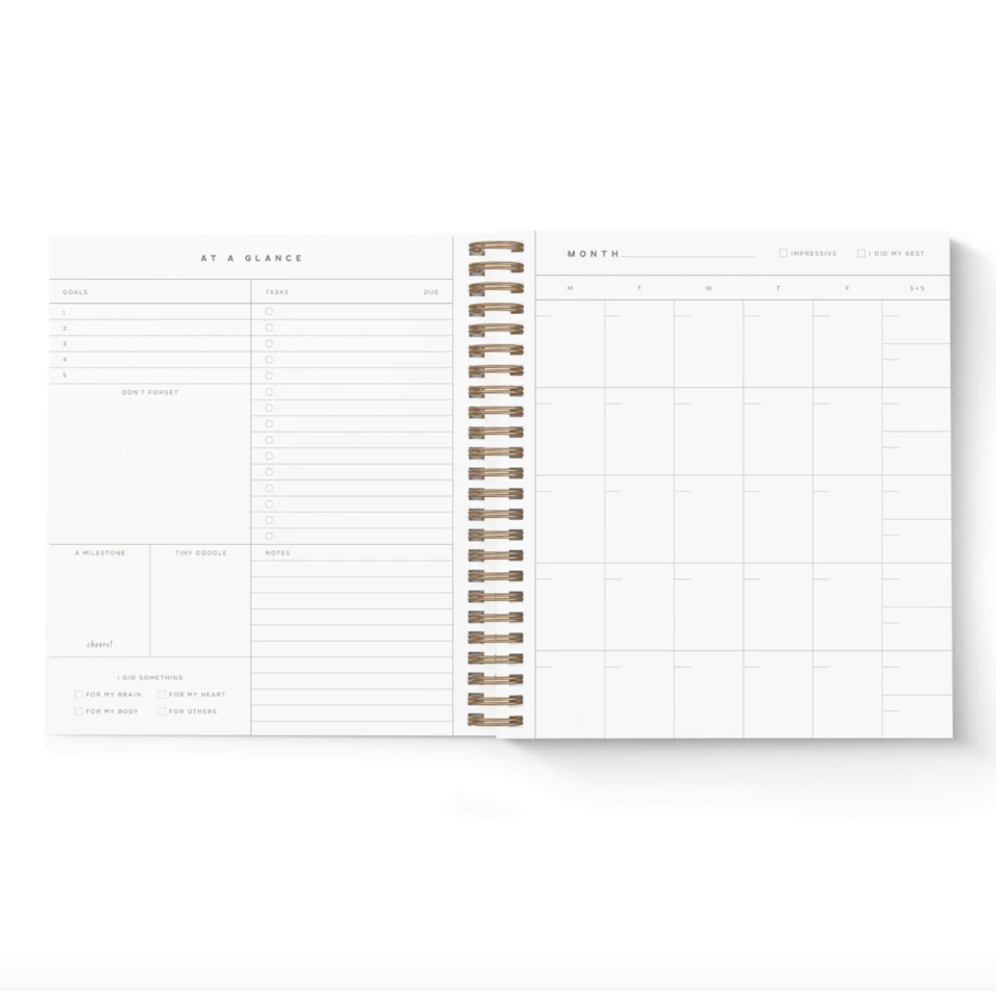 Smitten On Paper Future is Bright Monthly Undated Planner Black