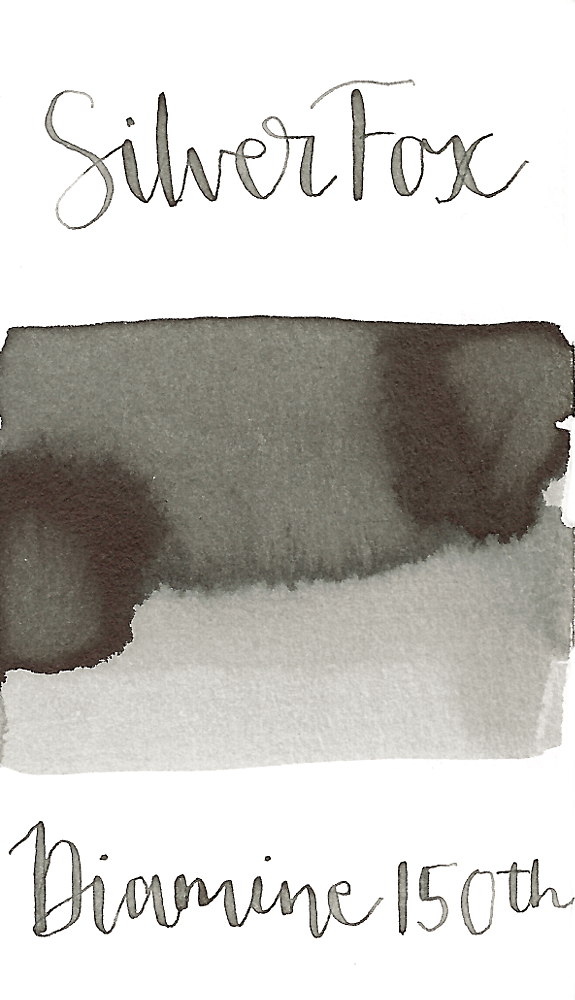 Diamine Silver Fox is a light, silver grey fountain pen ink with medium shading.
