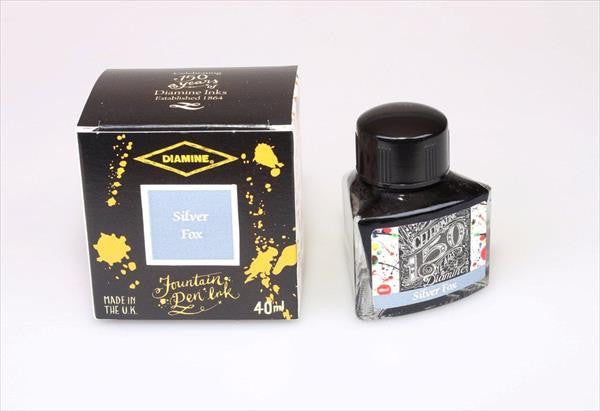 Diamine Silver Fox fountain pen ink is available in a triangular shaped 40ml bottle.