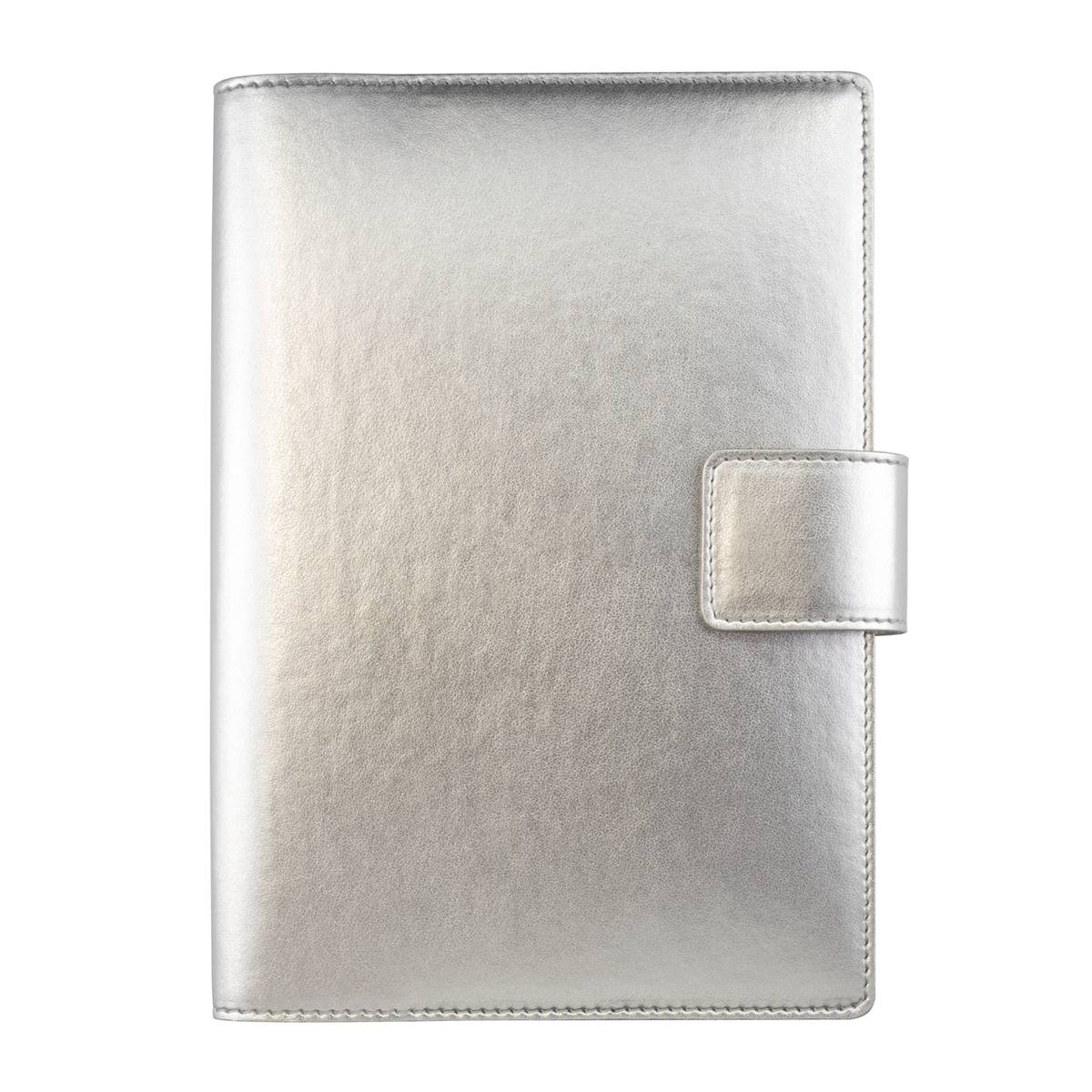 Fiorentina Refillable Snap Leather Journal- Metallic Silver