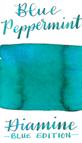 Diamine Blue Edition Blue Peppermint is a festive turquoise fountain pen ink with icy, cool blue shimmer. 