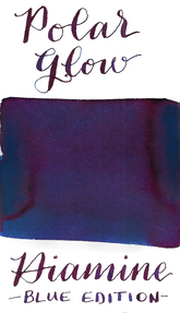 Diamine Blue Edition Polar Glow is a deep cool turquoise fountain pen ink featuring a warm red sheen.