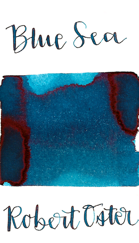 Robert Oster Blue Sea is a gorgeous medium blue with medium shading and medium pink sheen.