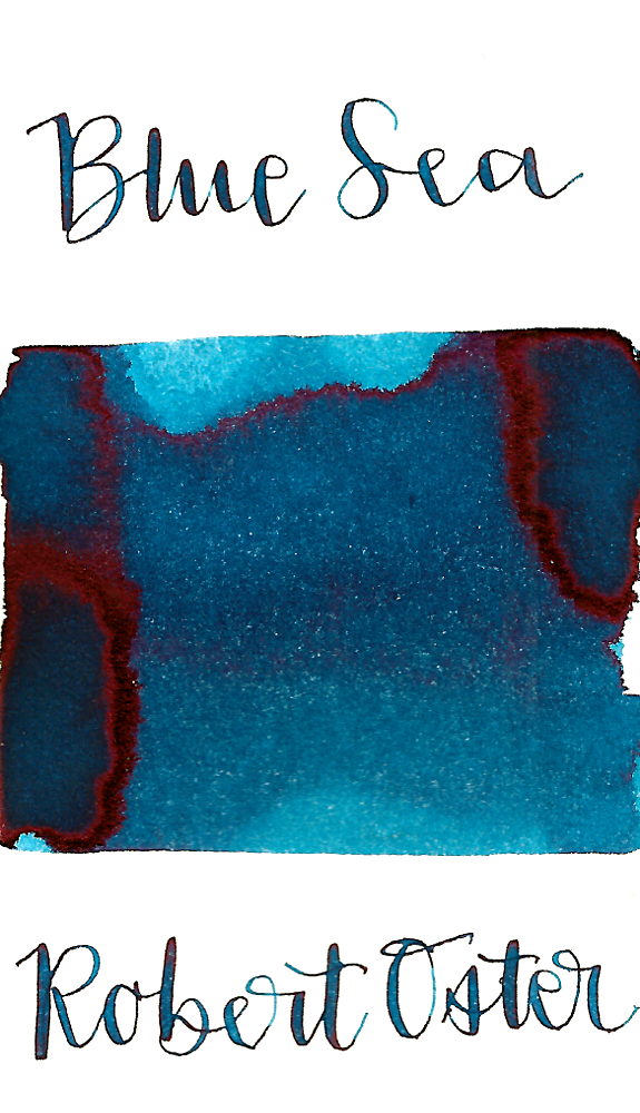 Robert Oster Blue Sea is a gorgeous medium blue with medium shading and medium pink sheen.