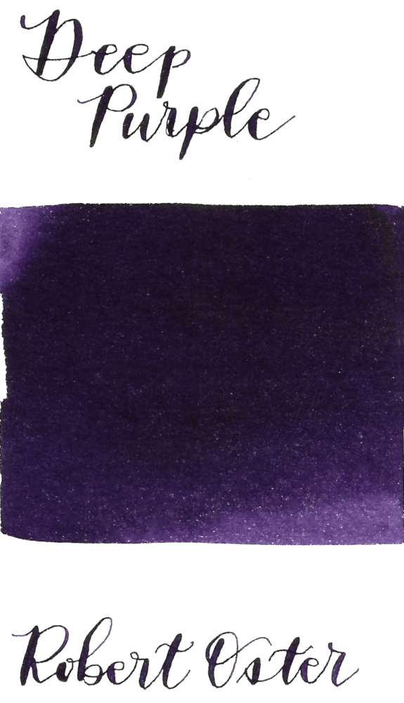 Robert Oster Deep Purple is a dark, saturated purple fountain pen ink with low shading
