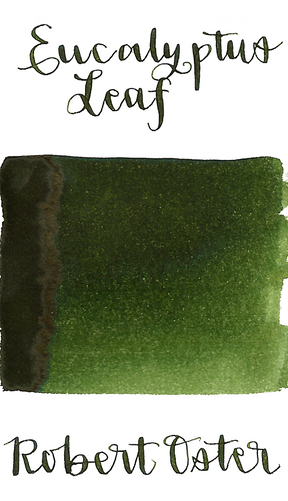 Robert Oster Eucalyptus Leaf is a medium olive green fountain pen ink with medium shading.