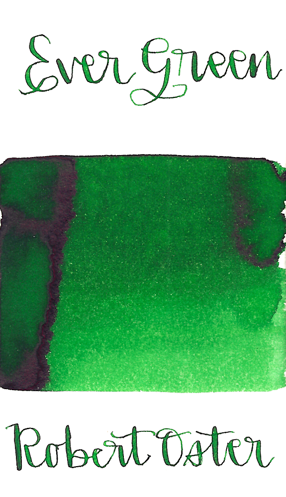Robert Oster Ever Green is a bright medium green fountain pen ink with medium shading.