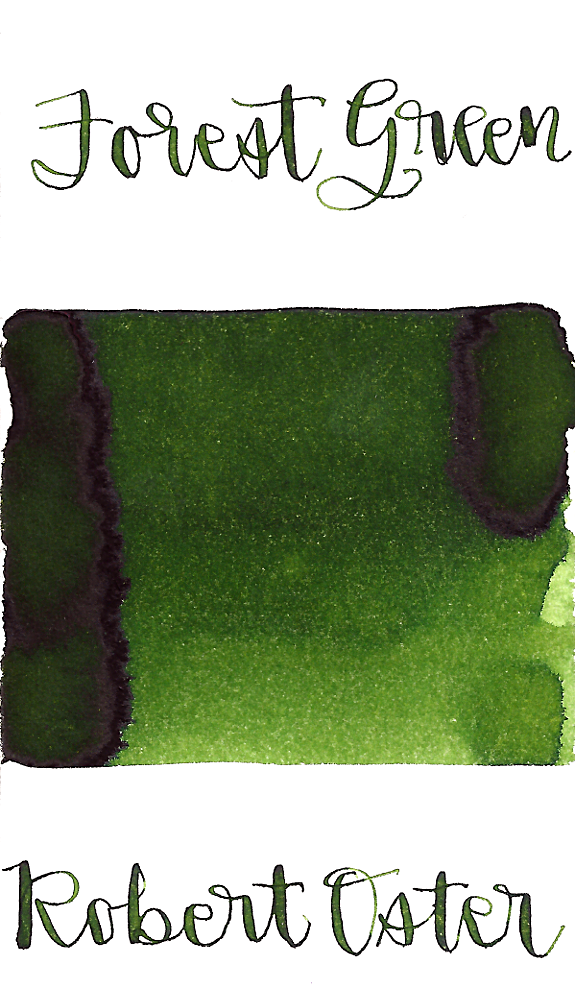Robert Oster Forest Green is a medium earthy green fountain pen ink with medium shading.