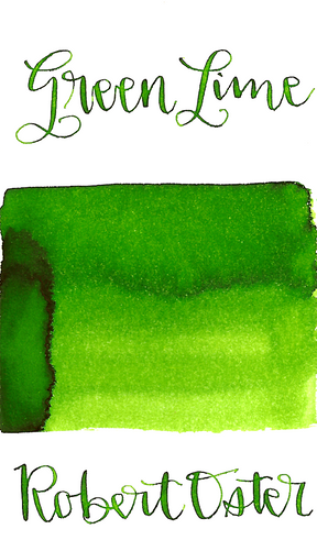 Robert Oster Green Lime is a bright lime green fountain pen ink with medium shading.