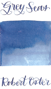 Robert Oster Grey Seas from the 1980’s collection is a dusky blue grey fountain pen ink with high shading.