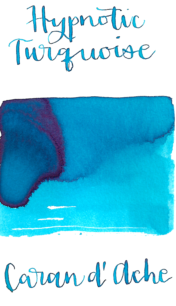 Turquoise fountain pen ink from Caran d'Ache, made in Switzerland.  Not waterproof Available in 50ml bottle, 6-pack of standard international cartridges, or 4ml sample