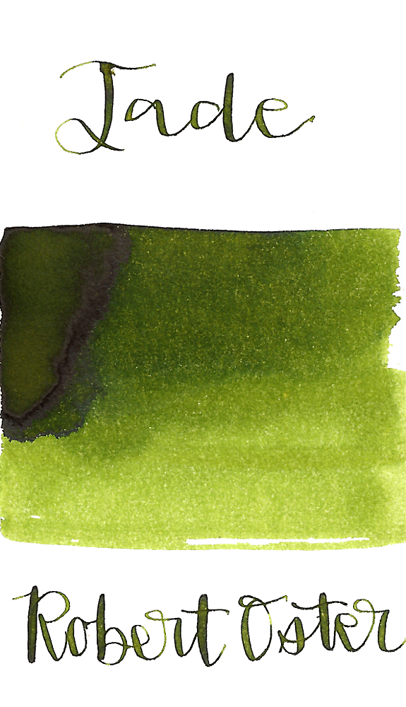 Robert Oster Jade is a medium earthy green fountain pen ink with medium shading.