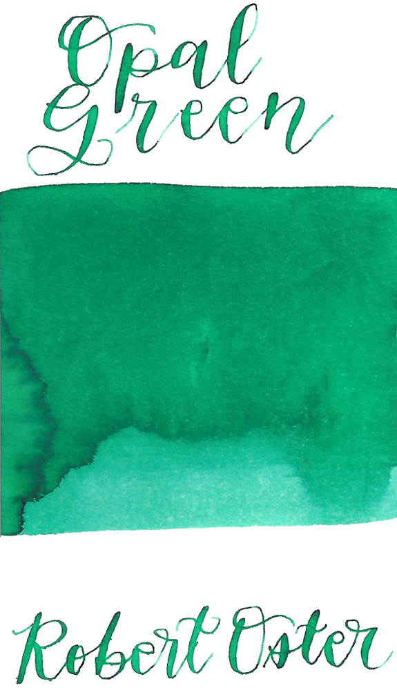 Robert Oster Opal Green from the 1980’s collection is a dusky, pastel green fountain pen ink with medium shading