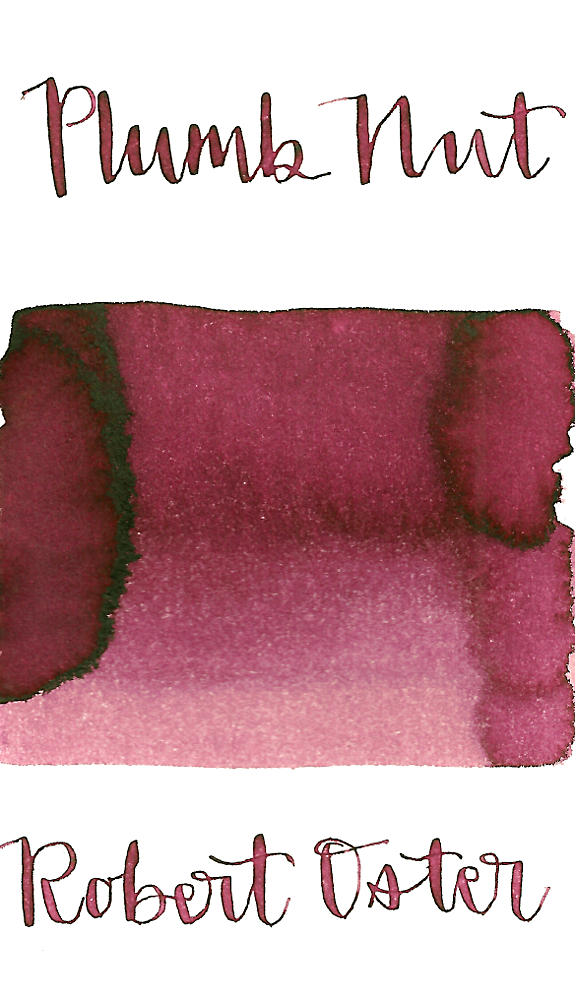Robert Oster Plumb Nut is a dusky pink fountain pen ink with low shading.