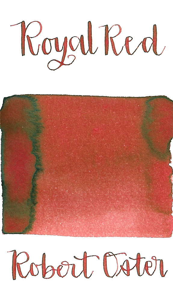 Robert Oster Royal Red is a light desaturated red fountain pen ink with medium shading. 