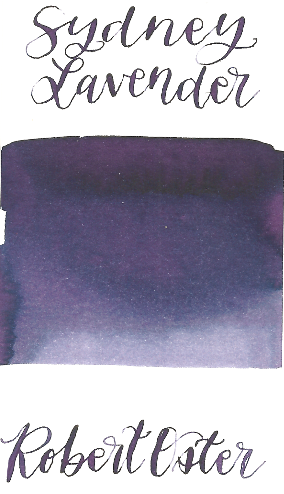 Robert Oster Sydney Lavender is a dark purple fountain pen ink with medium shading. 