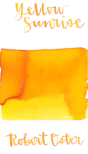 Robert Oster Yellow Sunrise is a bright sunny yellow fountain pen ink with medium shading.