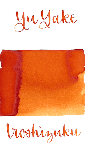 Pilot Iroshizuku Yu-Yake, aka Sunset, is a medium orange fountain pen ink with some shading. 