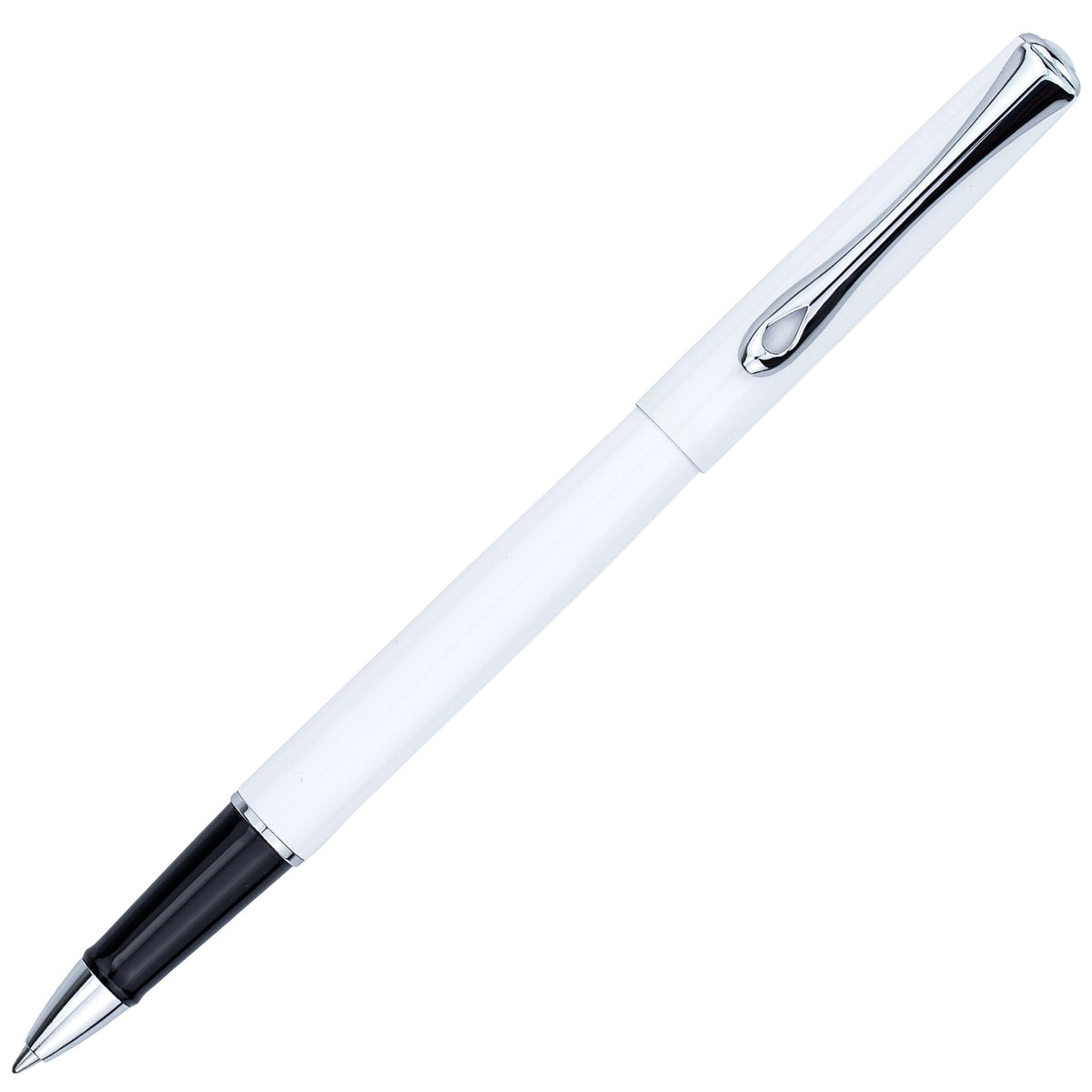 Diplomat Traveller Snow White with Stainless Steel Trim Rollerball