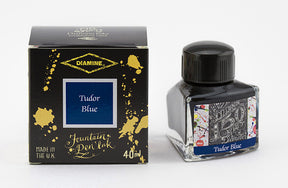 Diamine Tudor Blue fountain pen ink is available in a triangular shaped 40ml bottle.