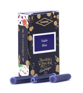 Diamine Tudor Blue fountain pen ink is available in a pack of 20 standard international cartridges