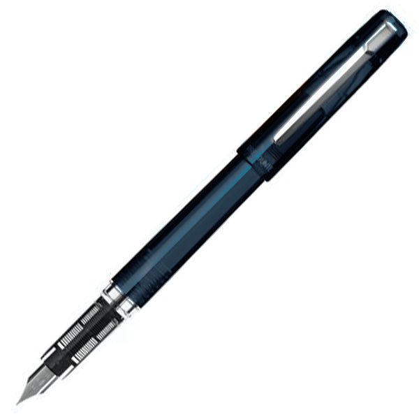 PLATINUM Prefounte Fountain Pen - Fine Nib Graphite Blue Transparent
