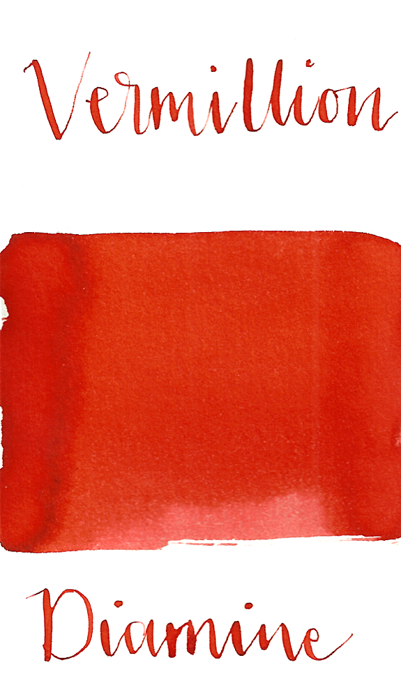 Diamine Vermillion is a medium orange-red fountain pen ink.