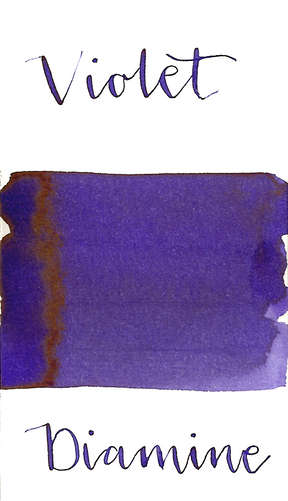 Diamine Violet is a medium cool-toned violet fountain pen ink with medium gold sheen.