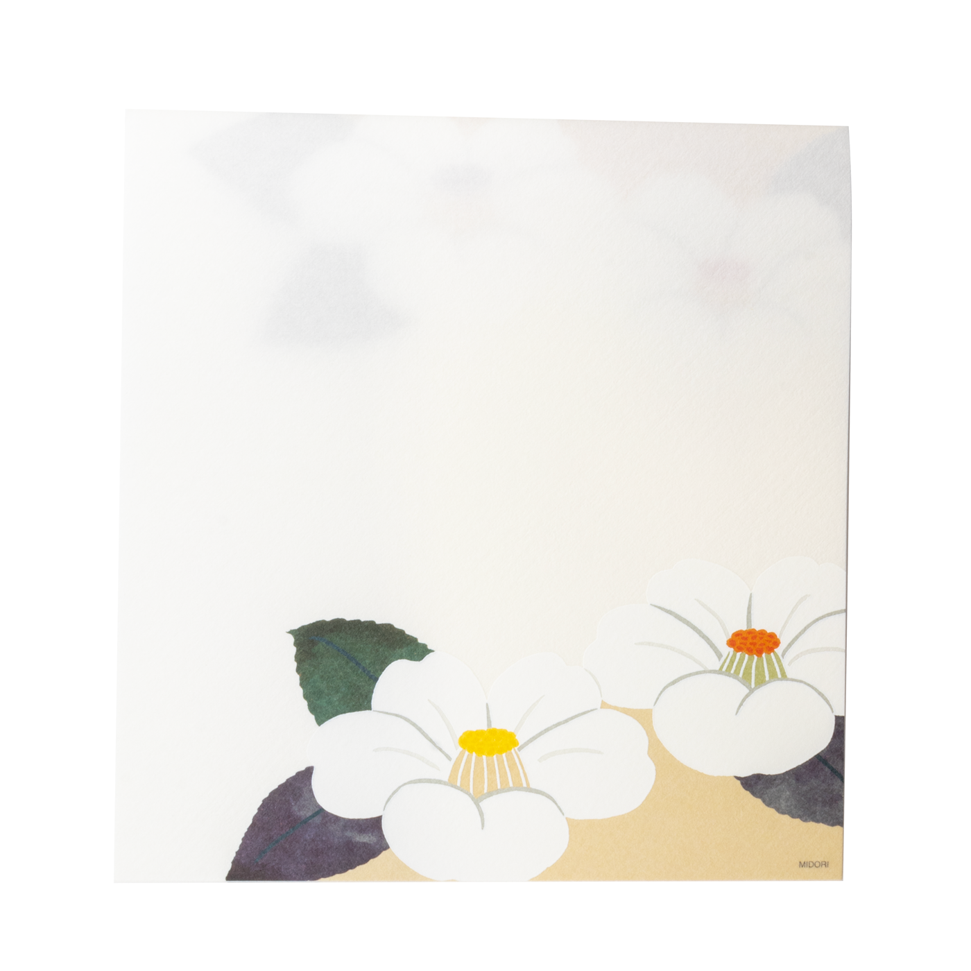 Midori Letter Pad 091 Silk-printing White Camellia