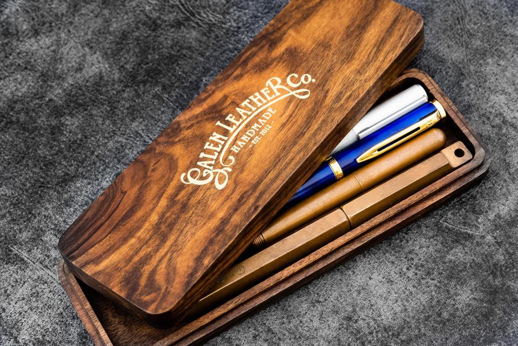 Galen Leather Co. Wooden Pen Case