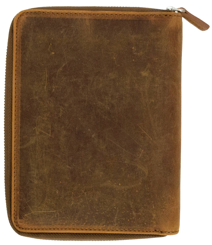 Galen Leather Co. Zippered 5 Slot Pen Case - Crazy Horse Brown