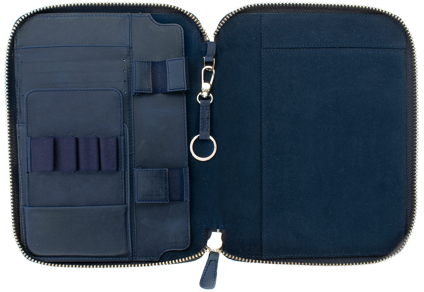 Galen Leather Co. Zippered A5 Notebook Folio - Crazy Horse Navy Blue