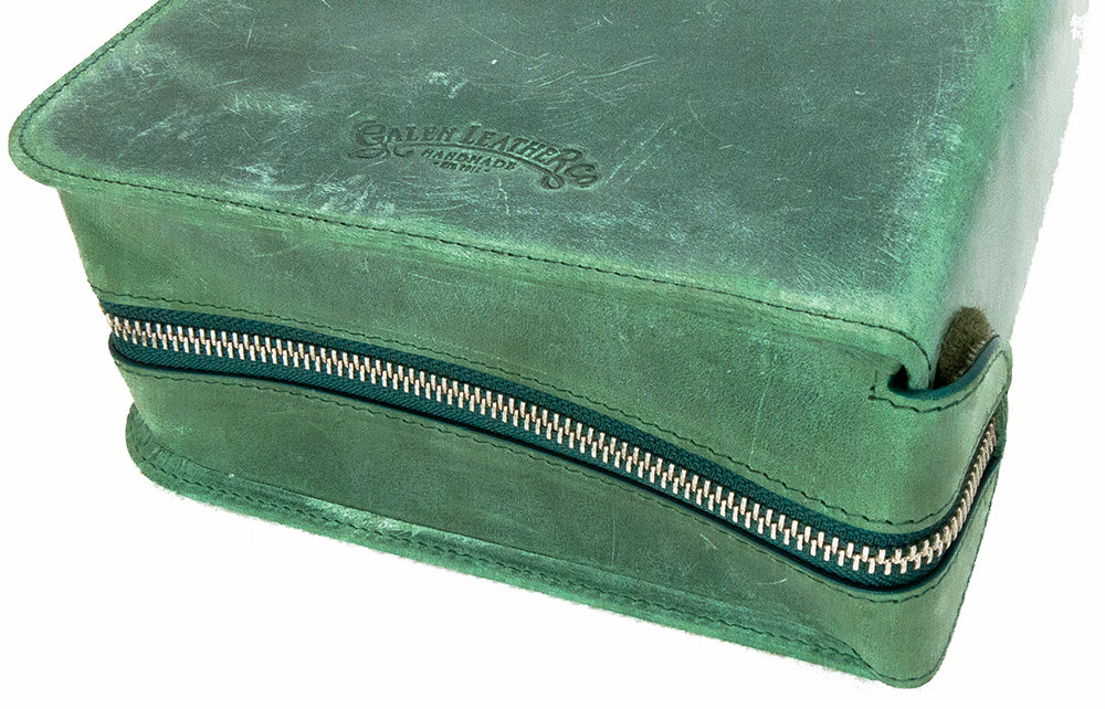 Galen Leather Co. Zippered 40 Slot Pen Case - Crazy Horse Forest Green