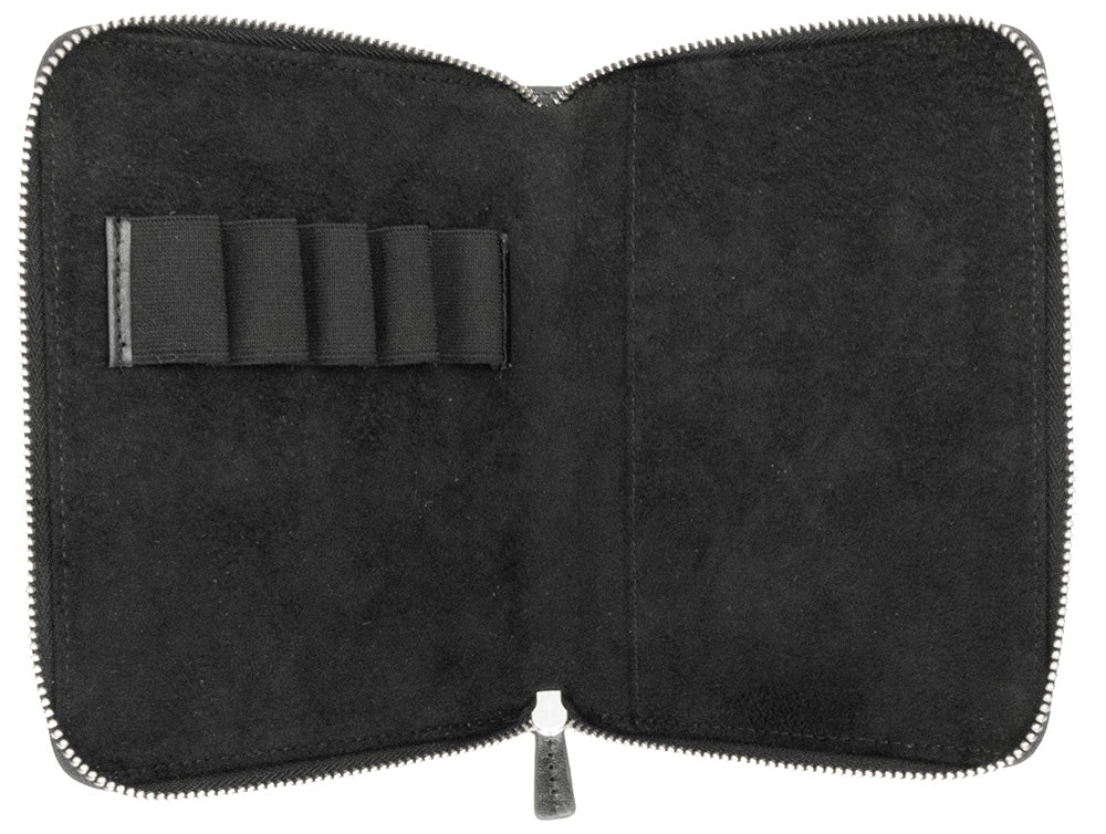 Galen Leather Co. Zippered 5 Slot Pen Case- Black