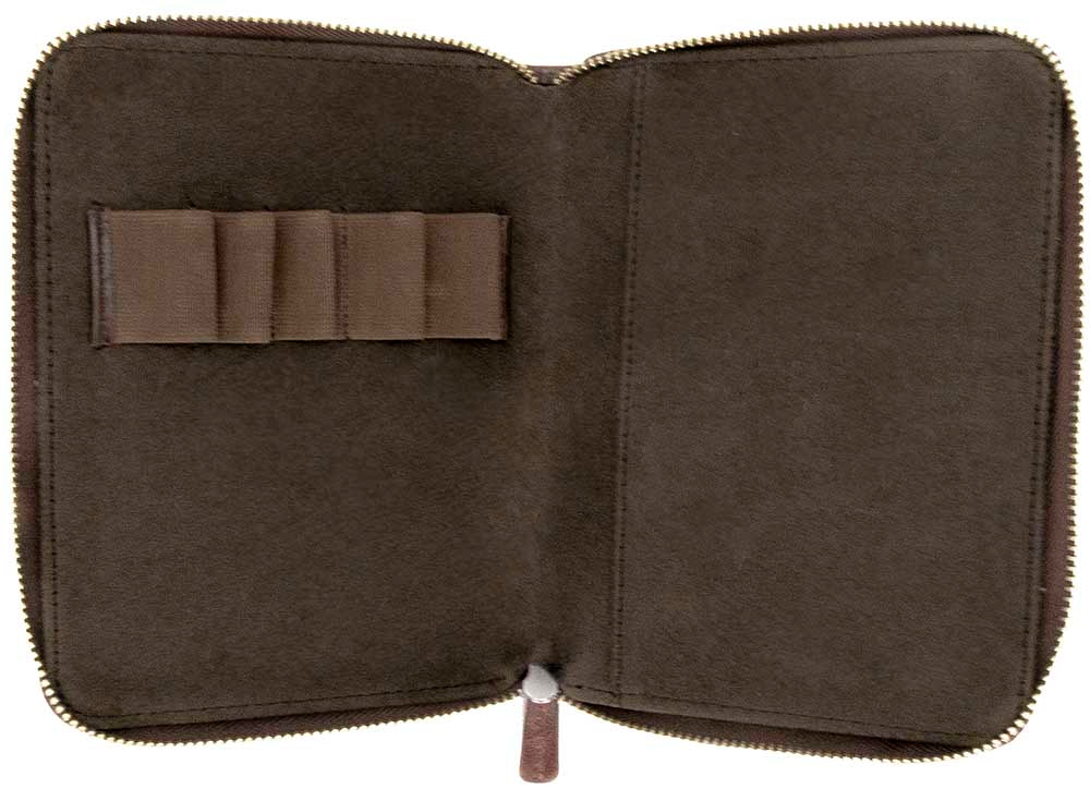 Galen Leather Co. Zippered 5 Slot Pen Case - Brown