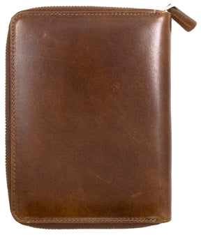 Galen Leather Co. Zippered 5 Slot Pen Case- Brown
