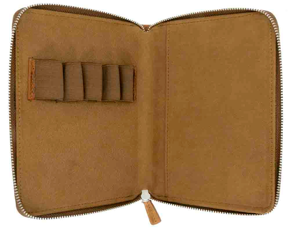 Galen Leather Zippered 5 Slots Pen Case - Crazy Horse Brown