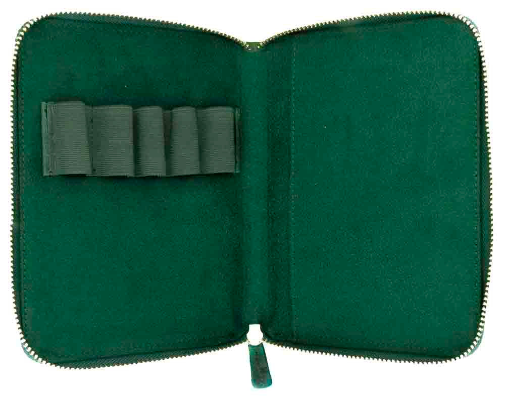 Galen Leather Co. Zippered 5 Slot Pen Case - Crazy Horse Forest Green